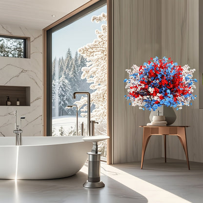 Artificial Flowers Nine-Piece Red White and Blue Baby's Breath Set for Patriotic Table Decor