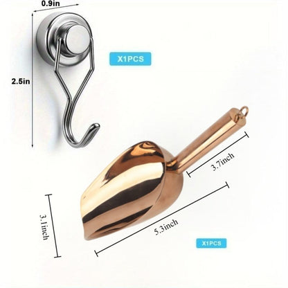 Ice Scoop Stainless Steel with Magnetic Hook Rose Gold Finish Compatible with GE Profile Opal Ice Maker Granular Ice Maker Unit Refrigerator Accessory for Ice Cubes Bars Parties Kitchen Gift
