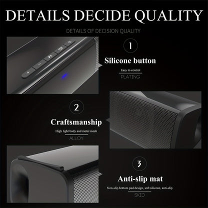 Compact 13-Inch TV Soundbar with Bluetooth, TWS Pairing, TF, AUX, FM Radio and USB Playback