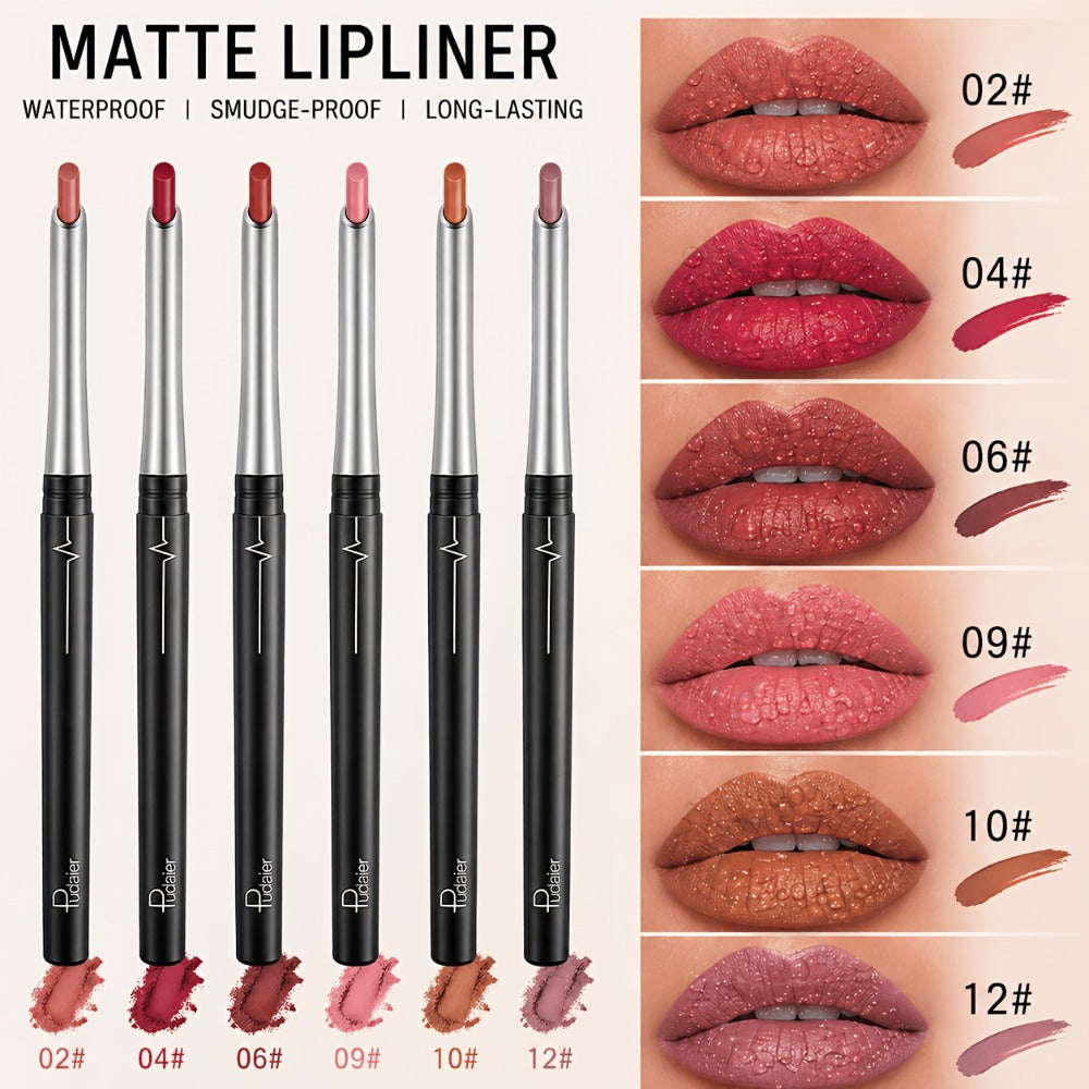 Matte Lip Liner Pencil with Eleven Numbered Checkout Shades from 01 to Color #17 for Defined Lip Looks