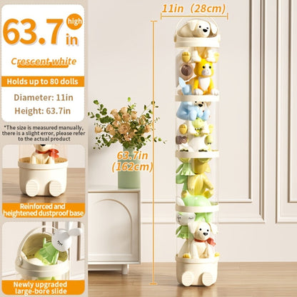 Toy Storage Organizer 4-Layer Transparent Cylindrical Bin in Cream, Pink or Green for Plush Display