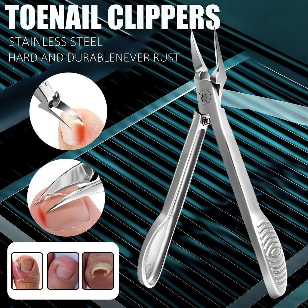 4CR13 Stainless-Steel Nail Clipper with Extended 68-Degree Right-Angle Blade and Silver Finish