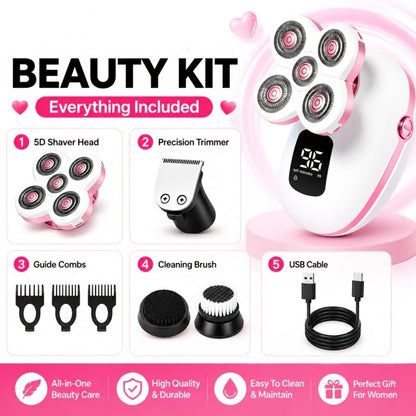 Electric Shaver IPX6 Floating Rotary Head with Type-C Charging, LED Display and Five Listed Set or Head Options