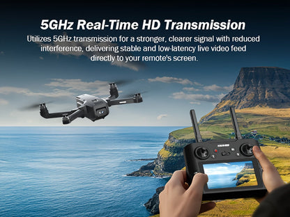 GPS Follow Me Drone Under 250g 4.5 Inch LCD Screen Camera Drone Auto Return Gesture Flight Brushless Motor Altitude Hold 3 Speed Modes 32G SD Card | Adult Beginner Drone Gift for Teens