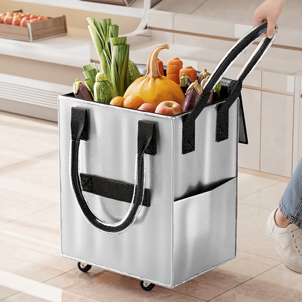 60 L Rolling Grocery Bag with Wheels in Black or Rose Gold for Shopping, Travel and Utility Use
