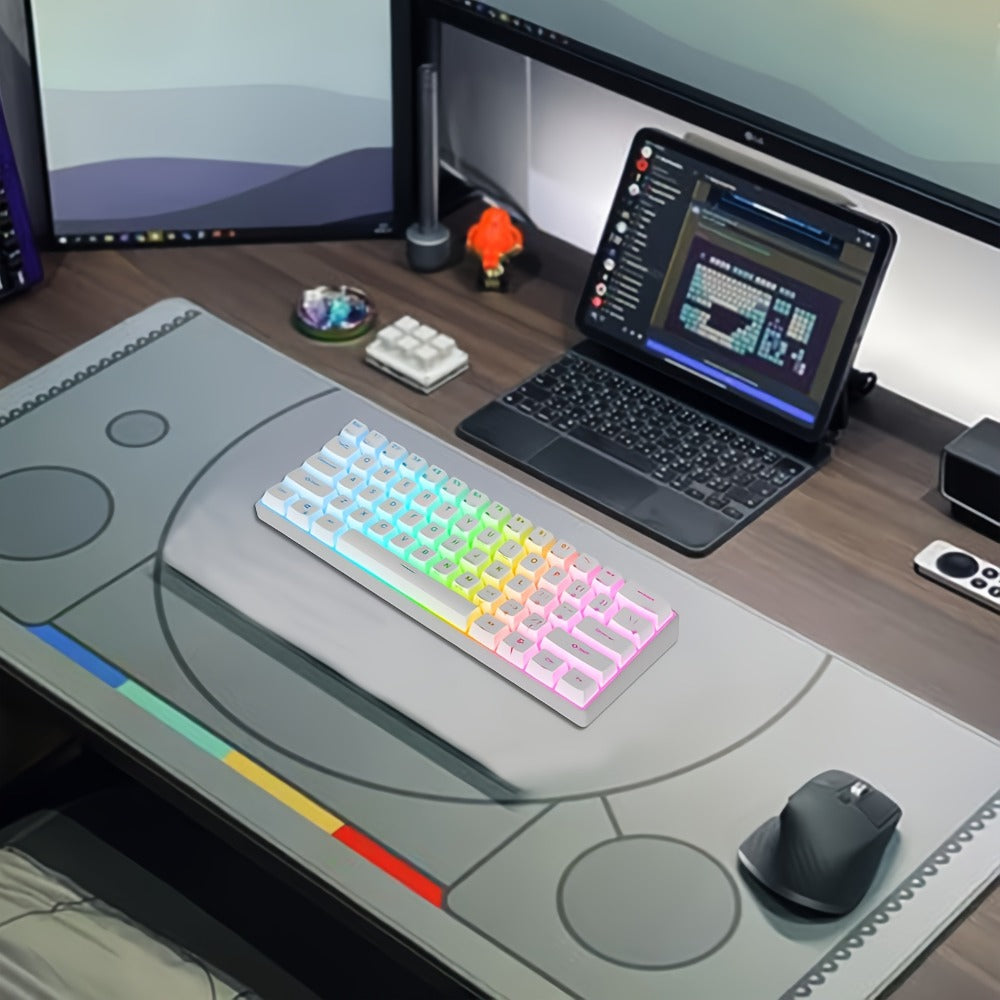 Blue Switch RGB Mechanical Keyboard 60% Layout – 61 Keys Ultra-Compact Wired Tenkeyless Design for PC, Laptop & Mac | Clicky Tactile Gaming & Typing Keyboard | Black & White Color Options