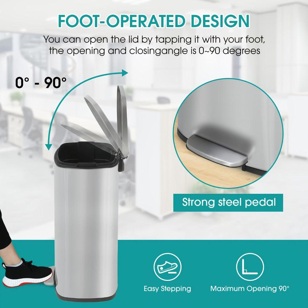 Pedal Trash Can with Removable Inner Bucket, 13, 7.93 or Twin 1.32-Gallon Options in Four Finishes