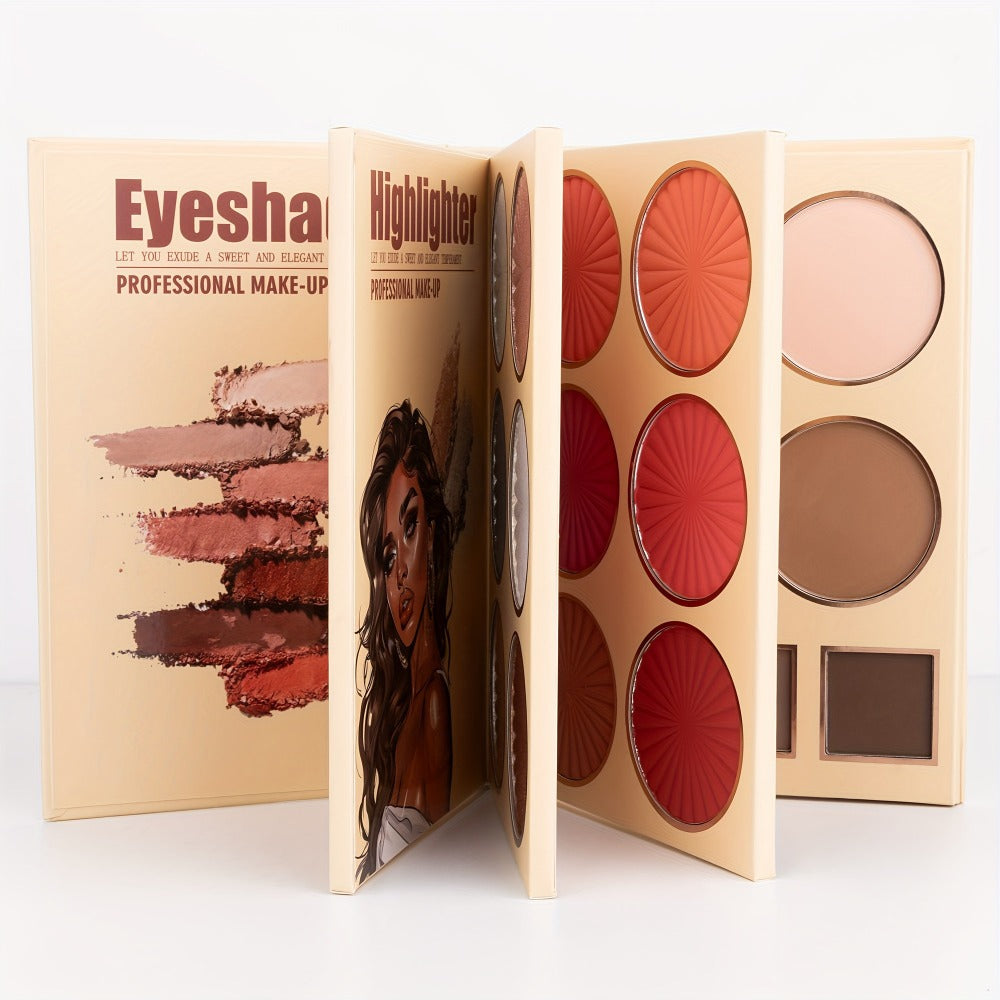 Eyeshadow Palette URATM Beauty 43-Color Book-Style Folding Makeup Kit with Eye and Face Color Pan Groups