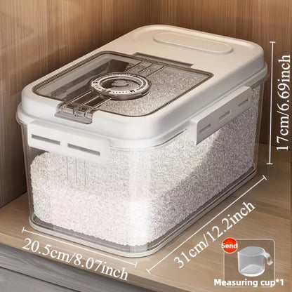 Airtight Food Storage Container Rice Canister - PET Square Flip Top Sealable Grain Dispenser Insect Moisture Proof Reusable for Kitchen Pantry Organization (2 Sizes)