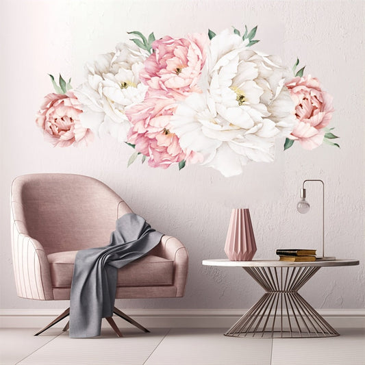 Peony Flower Window Glass Sticker – Anti-Collision Waterproof Decorative Glass Film, European Floral Wall & Window Decal for Home Decor, 17.7 x 47.2 Inches (2 Styles)