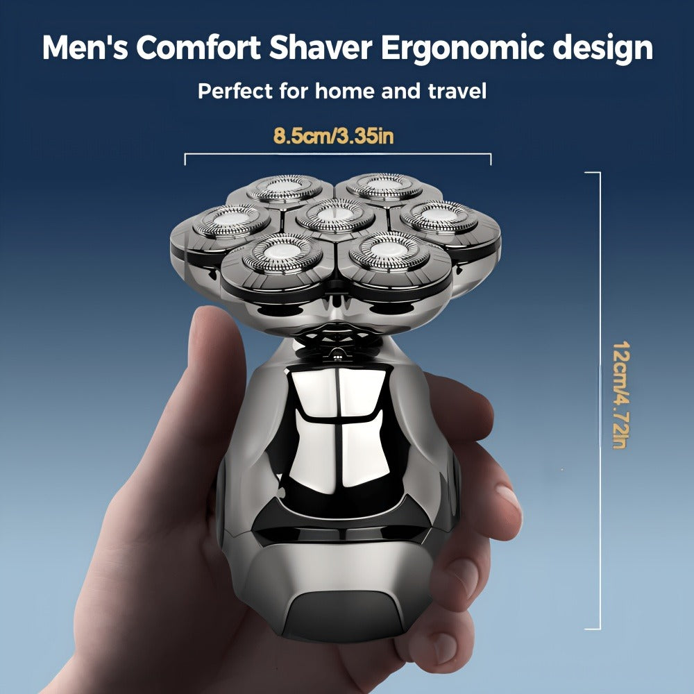 Electric Shaver 8D Floating Rotary Head with IPX5 Wet/Dry Use, LED Display and Two Grooming Set Options