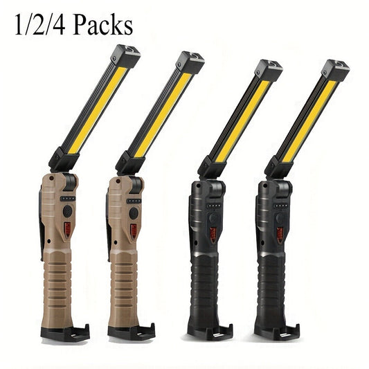 COB LED Work Light Magnetic Base Rechargeable USB 20000 Lumens 7 Modes 180° Rotation Portable Hanging Flashlight with Built-in Battery Power Bank Function for Workshop Garage Car Repair 1/2/4 Pack