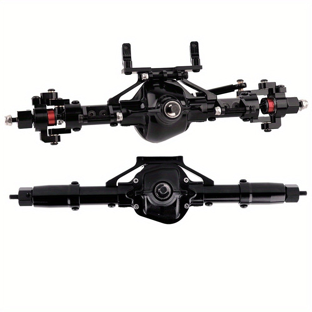 Front and Rear Metal Axle Upgrade Set for 1/10 RC Crawlers in Black or Gray with 8.43-Inch Overall Width