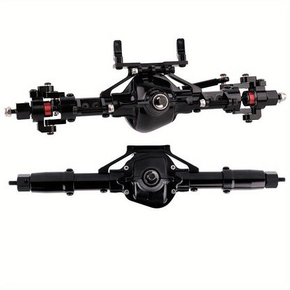 Front and Rear Metal Axle Upgrade Set for 1/10 RC Crawlers in Black or Gray with 8.43-Inch Overall Width