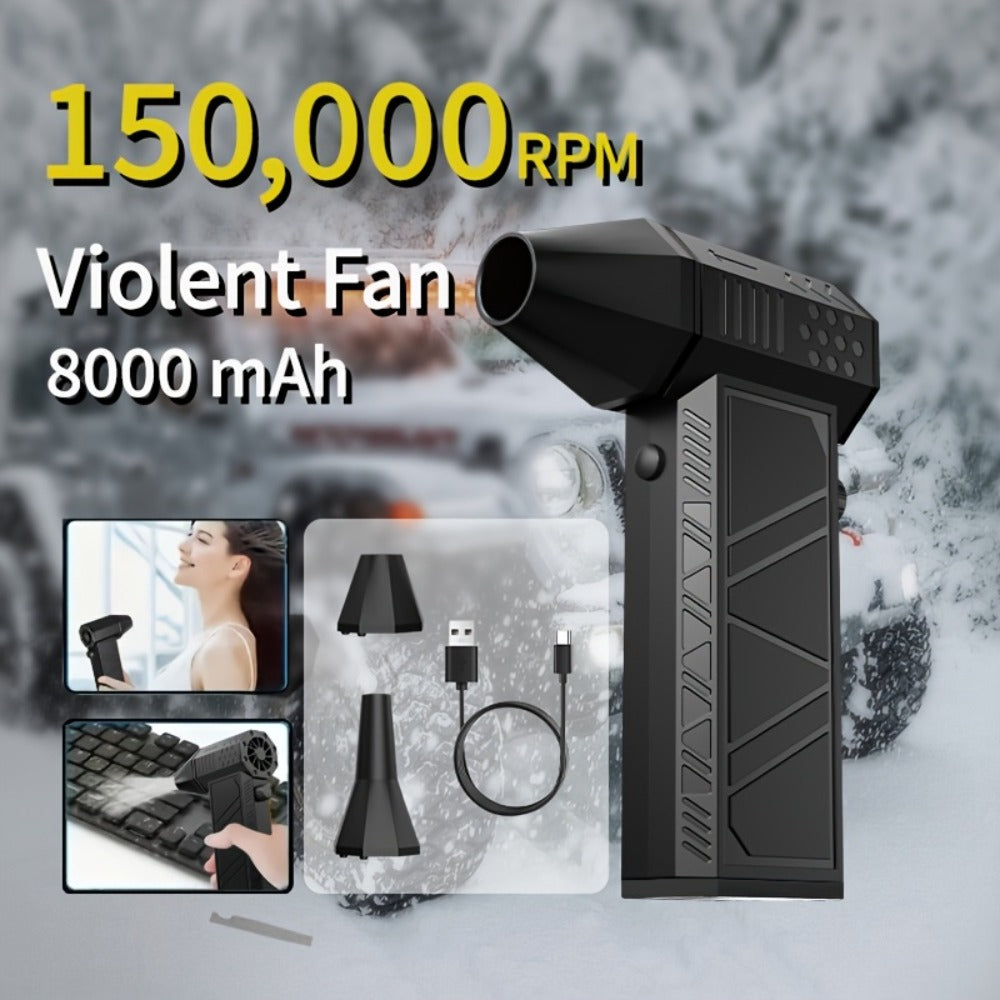 Electric Air Duster 150000RPM 200g Thrust Turbine Blower with Brushless Motor, 3-Speed 100K/130K/150K RPM – High-Pressure Cordless Dust Collector for Computer, Keyboard, Car & Outdoor Cleaning