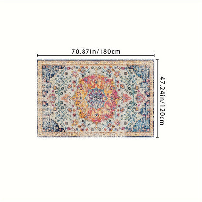 Bohemian Medallion Outdoor Area Rug in Four Rectangular or Round Sizes for Patio, RV and Picnic Spaces