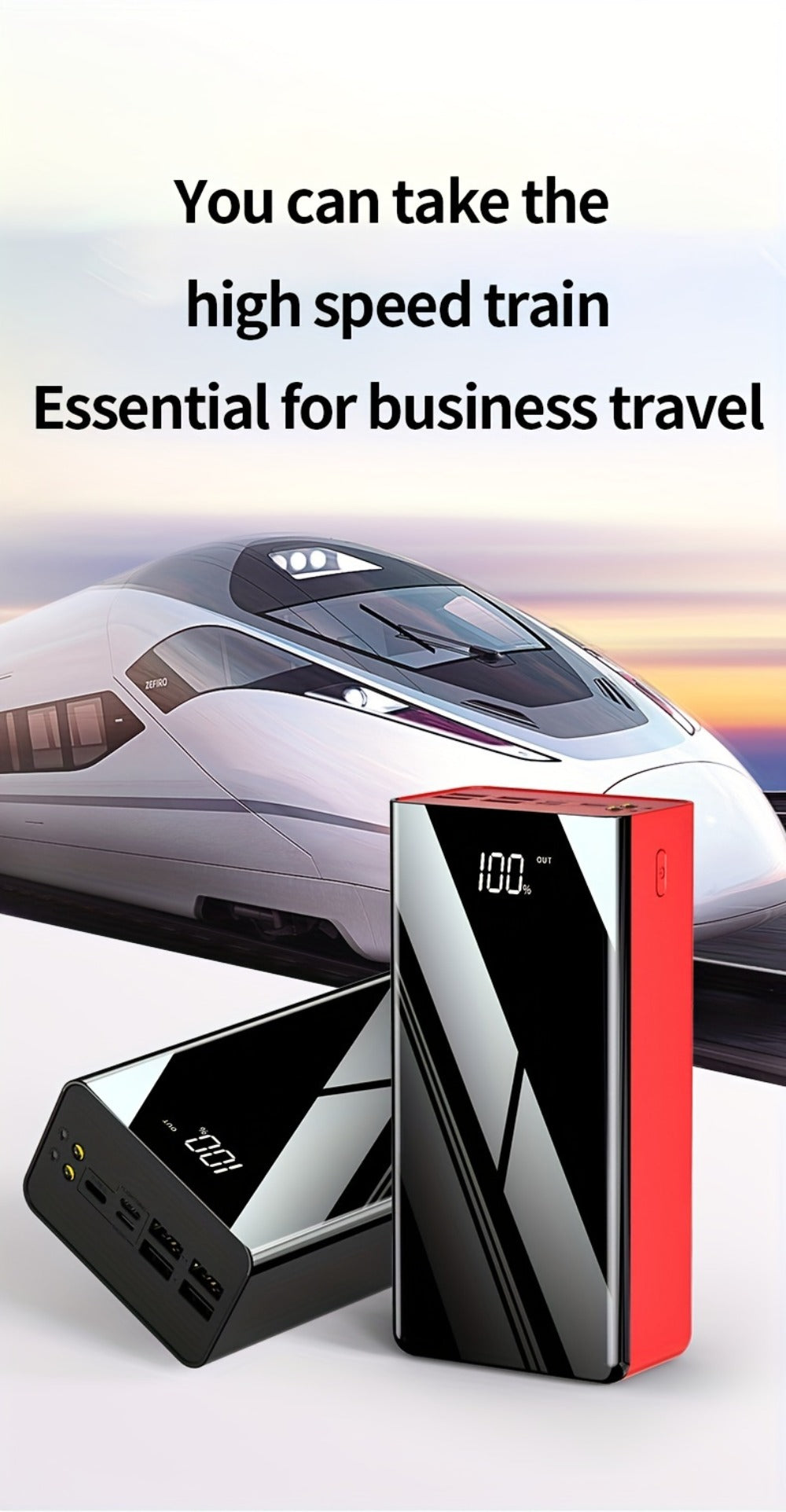 50000mAh Portable Charger Power Bank with LED Flashlight, Digital Display & Multi-Port Fast Charging – Heavy-Duty Battery Pack for Camping, Travel, Emergency, Laptops & Multiple Devices, Black/Red