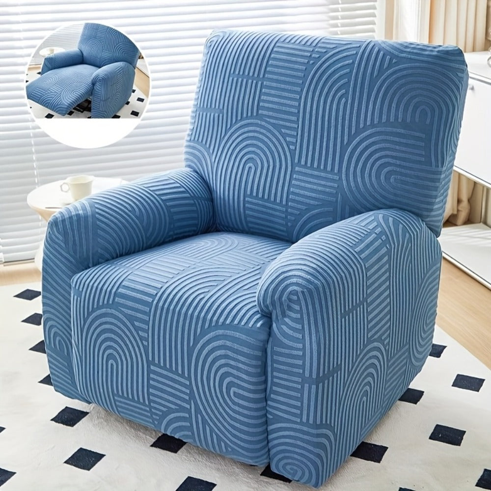 Recliner Slipcover, Four-Piece Elastic Jacquard Single-Seat Chair Cover in Six Color Options