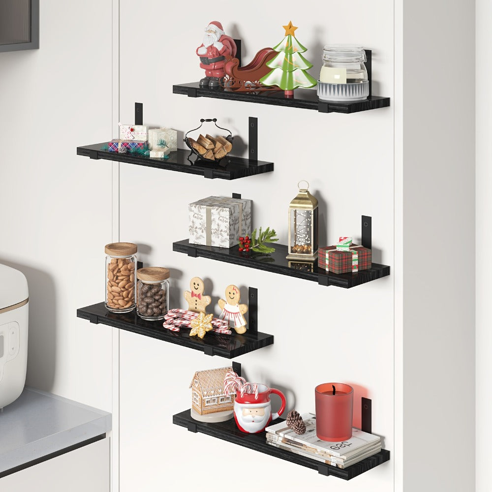 Floating Shelves Set of 5 Wall Mounted 4.7 Inch Tiered Display Shelves Vintage Style Wall Storage Rack for Bedroom, Living Room, Kitchen, Bathroom & Office – Plant & Home Decor