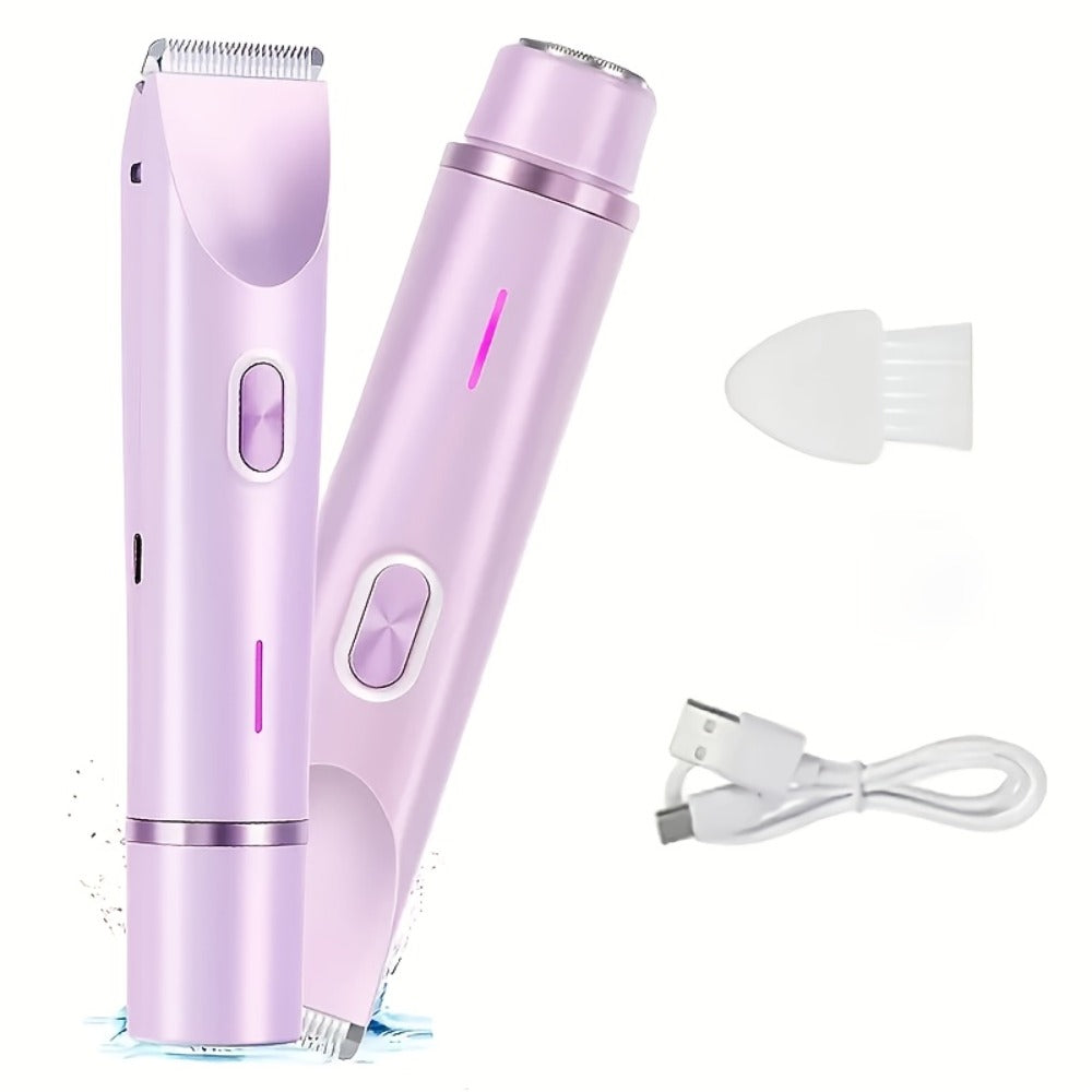 Electric Shaver 2-in-1 Bikini and Facial Razor with USB Rechargeable Power for Dry or Wet Use in Three Colors