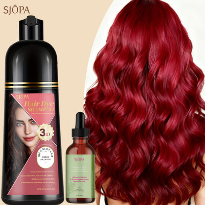 Hair Color Shampoo, SJOPA 3-in-1 Bottle-and-Dropper Set with 10 Rose, Brown, Purple and Black Color Options