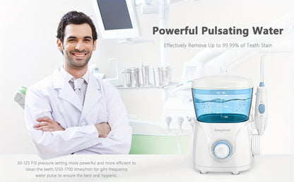 Water Flosser Countertop FC166 Oral Irrigator with 600ml Tank, Ten Pressure Settings, Eight Nozzles and Rotary Dial