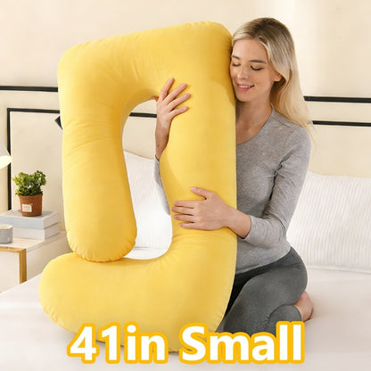 Maternity Pillow Full Body Pillow J-Shaped Pregnancy Pillow with Removable Cover Back Leg Tummy Support Multiple Styles & Sizes