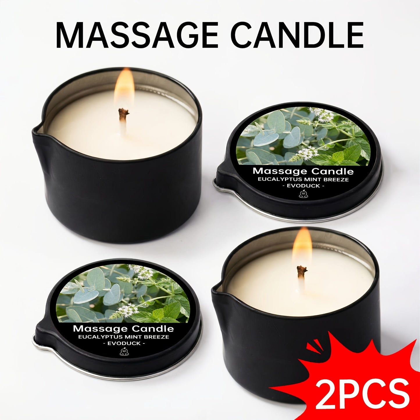 Black-Tin Massage Candle with Scent and Pack-Count Options for Spa, Pedicure and Body-Oil Use