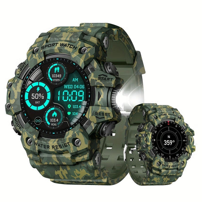 Smartwatch for Men 1.32 Inch Tactical Watch with LED Flashlight, SOS and 100+ Sport Modes in Eleven Colors
