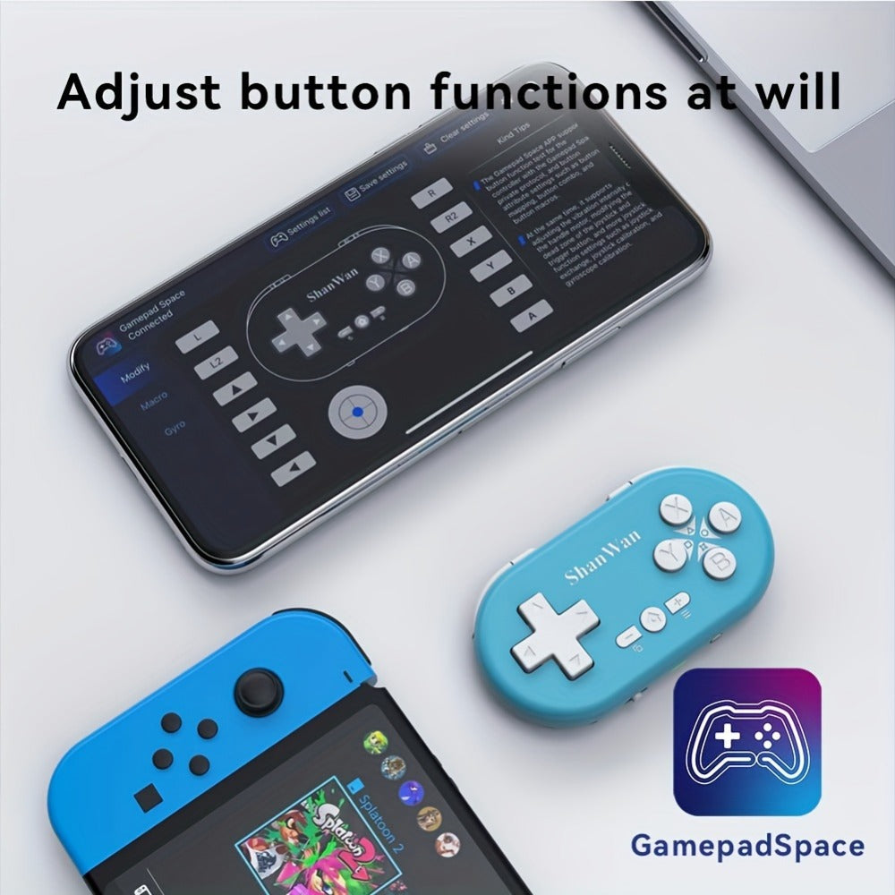 Mini Keychain Gaming Controller Bluetooth Mobile iOS Android - Gyroscope Axis Turbo Dual Vibration Wake Function 180mAh 5-Hour Battery Portable Pocket Gamepad