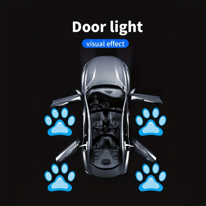 Car Door LED Projector Light 2 Pack - Welcome Courtesy Shadow Logo Puddle Lights, Cute Pattern Projection, Festive Atmosphere Night Light for Most Cars, Sky Blue Pink Amber