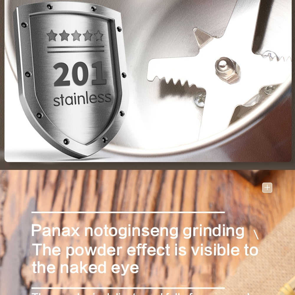Electric Coffee Grinder with Stainless Blade, Press-Button Control and Stainless Steel or Silver Finish