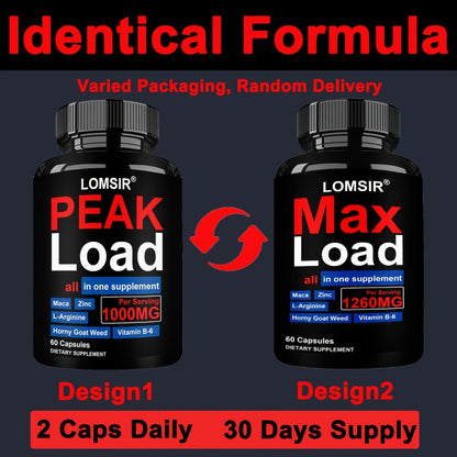 Men's 7-in-1 Performance Capsules 1000mg with L-Arginine, Zinc & Vitamin B6 - Botanical Blend for Energy, Testosterone, Blood Flow & Male Vitality - Stimulant-Free Daily Supplement 60 Count