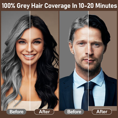 RILSIC 3-in-1 Gray Hair Color Shampoo with Plant Squalene — 100% Gray Coverage Wash & Condition Instant Results, No Mix No Ammonia, 16.91oz / 500ml for Women & Men All Hair Types