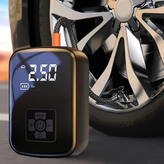 Portable Tire Inflator Air Compressor 150PSI 100W Cordless 4000mAh Digital Display 5 Modes USB-C Fast Charge for Car Motorcycle Bicycle Ball Auto Shut-Off Yellow Blue Black Silver