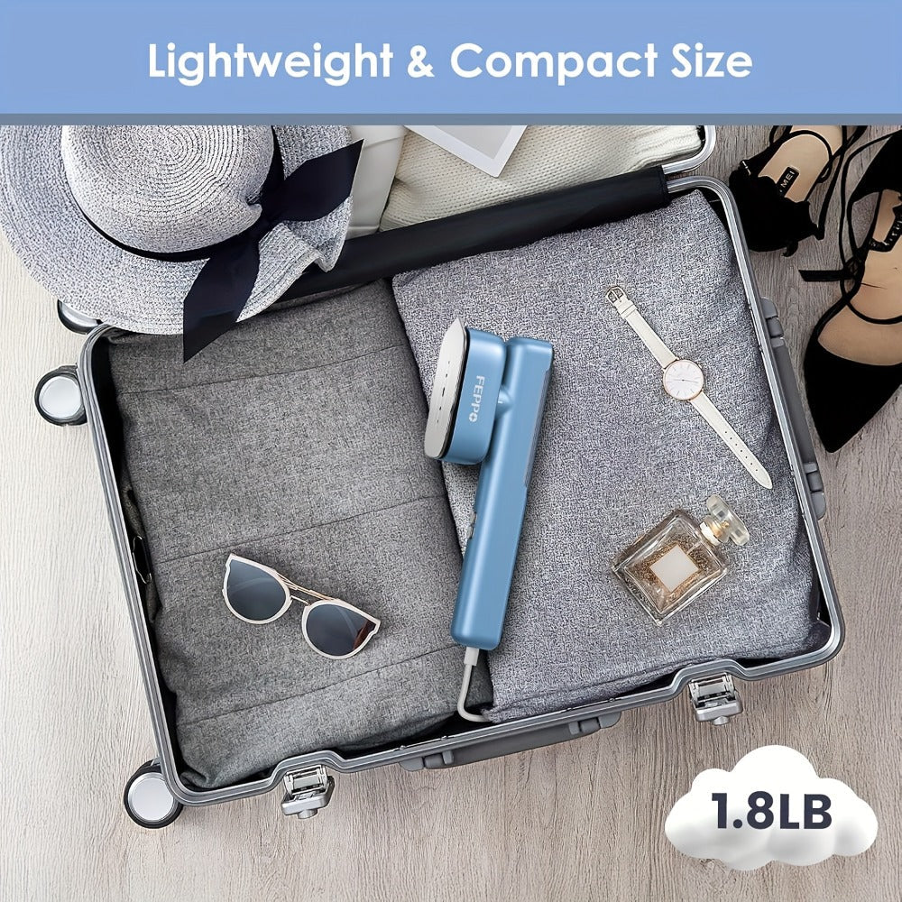 1100W Garment Steamer Handheld Portable Steam Iron 20-Second Rapid Steam 10.14oz Large Water Tank Stainless Steel Panel Wrinkle Remover for All Fabrics Home Travel Clothes Care
