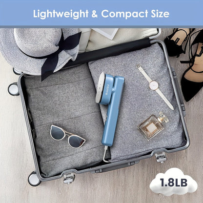 1100W Garment Steamer Handheld Portable Steam Iron 20-Second Rapid Steam 10.14oz Large Water Tank Stainless Steel Panel Wrinkle Remover for All Fabrics Home Travel Clothes Care