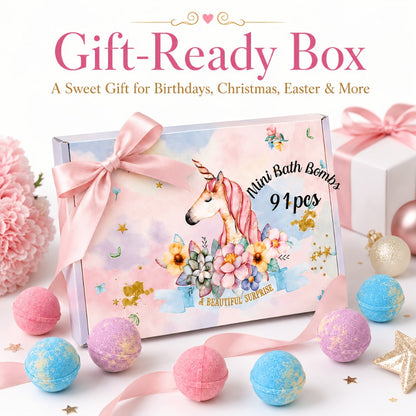 Bath Bombs, 91-Piece Mini Fizzer Set with 15g Round Pieces, Three Labeled Scents and Random Assorted Colors