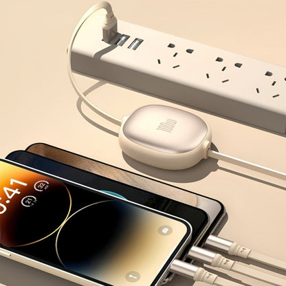 1.2m Retractable Charging Cable with Type-C, Micro USB and Lightning Ends in Six Color Options