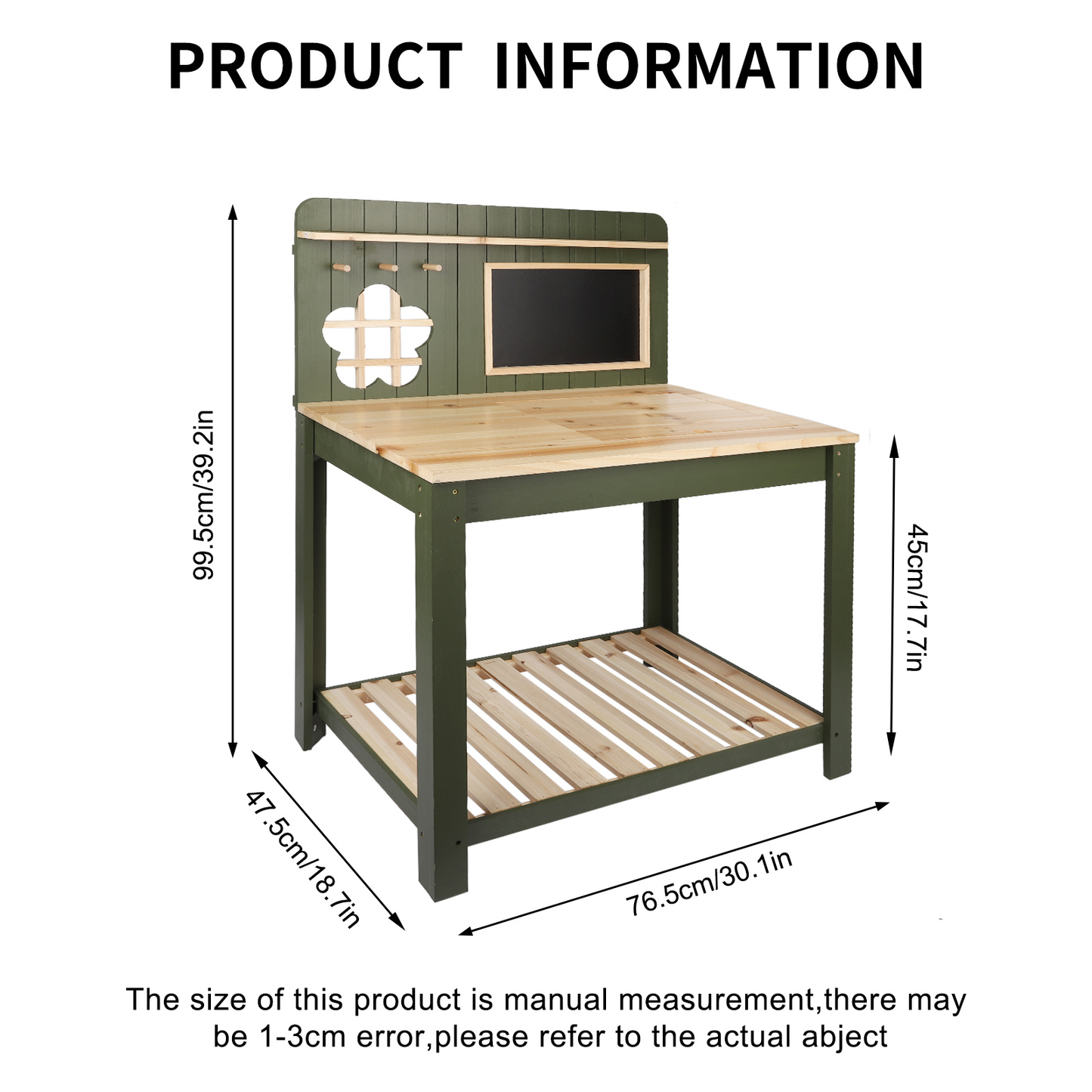 Potting Bench Table Cedar Wood Garden Workstation with Blackboard Removable Sink Hooks Double Shelf for Patio Balcony Courtyard Outdoor Planting Work Bench