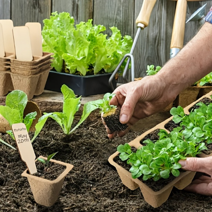 Seed Starter Pot Trays with 100 Small Square Cells, Drainage Openings and Natural Brown Molded Construction