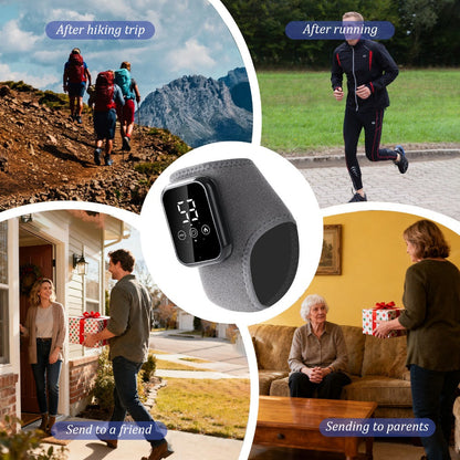 Wearable Heated Foot and Ankle Wrap with Touch Display, Five Heat Levels and One- or Two-Piece Gray Sets
