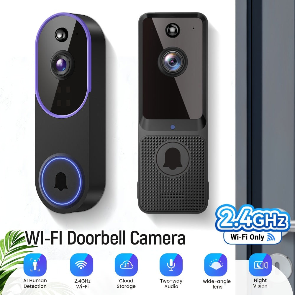 166° Ultra Wide Angle Smart Doorbell Camera 2K HD Wireless WiFi, AI Human Detection, Two-Way Audio