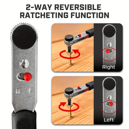 Right-Angle Ratcheting Screwdriver Set with 10- or 16-Piece Bit and Socket Configurations for Tight Access