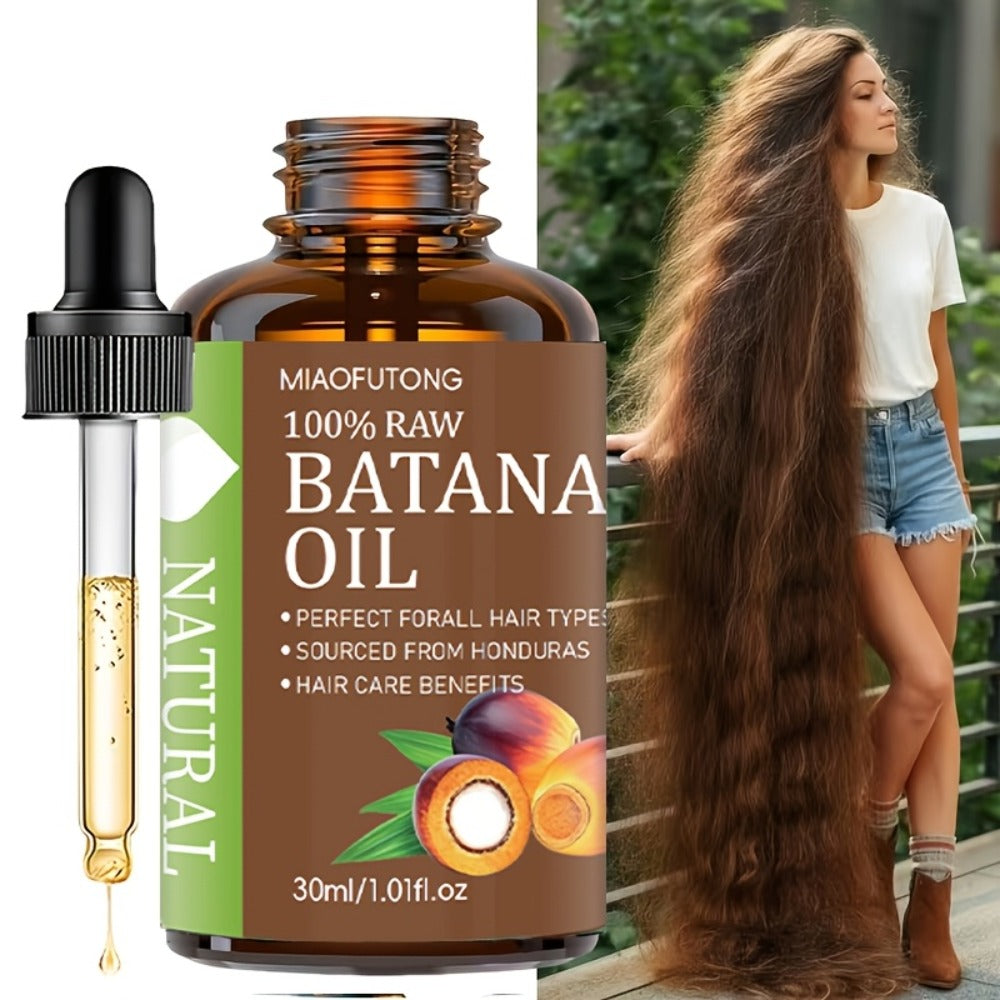 Hair Oil MIAOFUTONG Batana 30ml Amber Dropper Bottle with 1.01fl oz Label for Hair and Scalp Application