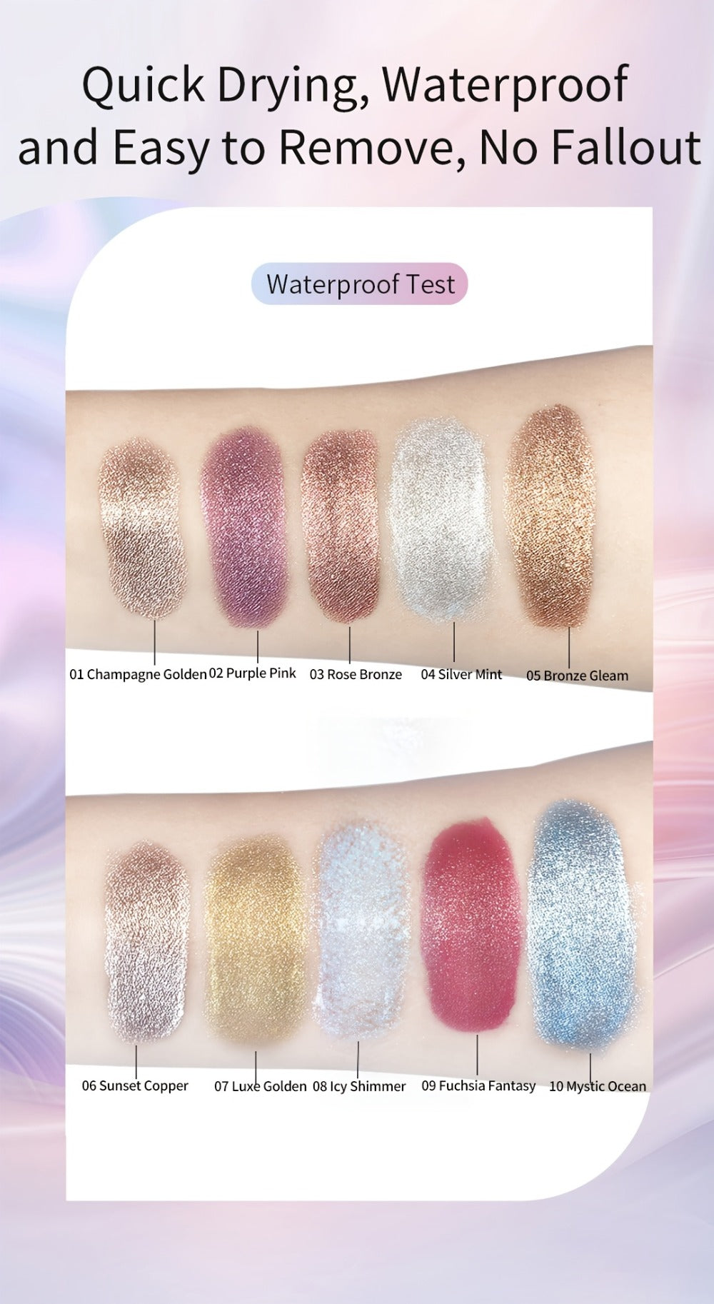 Shimmer Jelly Eyeshadow 2 Pack – Icy Cool Tone Frosty Glow Gel Eye Makeup, Long-Lasting Non-Creasing Blendable Formula, High Shine Luminous Finish for Holiday Party Glam