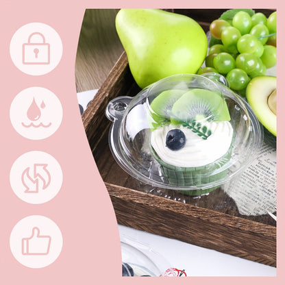 Individual Cupcake Container Set, 80 Clear Plastic Boxes with Dome Lids and Flip-Top Closures