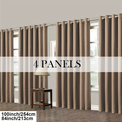 Blackout Curtains Grommet Top Room Darkening Window Drapes 4 Panels Set Living Room Bedroom