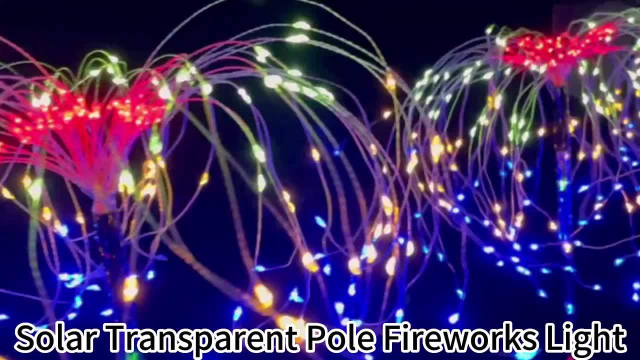 Solar Garden Lights 4-Pack Firework Stakes with 8 Modes in Warm White or Multicolor and Hanging Option