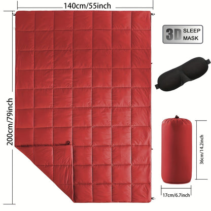 Quilted Camping Blanket in Nine Printed or Solid Designs, Each with Displayed 55 x 79-Inch Size and Roll Bag